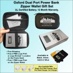 Customized Oxford Dual Port Power Bank Zipper Wallet Gift Set 8800 mAh - Silver