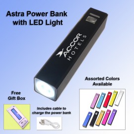 Astra Power Bank with LED Light - 1800 mAh with Logo