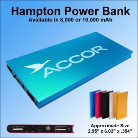 Promotional Hampton Power Bank with LED Light 10000 mAh - Blue
