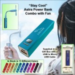 Promotional Aquamarine 2600 mAh Astra Power Bank Combo w/Fan