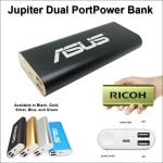 Jupiter Dual Port Power Bank 12000 mAh - Black with Logo