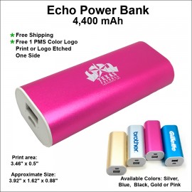 Echo Power Bank 4000 mAh - Pink with Logo