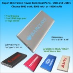 Custom Super Slim Falcon Power Bank 8000 mAh - Silver