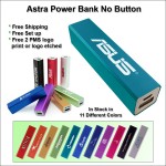 Astra No Button Power Bank - 2600 mAh - Aquamarine with Logo