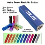 Astra No Button Power Bank - 2600 mAh - Light Blue with Logo