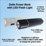 Delta Power Bank with LED Light - 1800 mAh with Logo