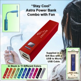 Personalized Red 2600 mAh Astra Power Bank Combo w/Fan