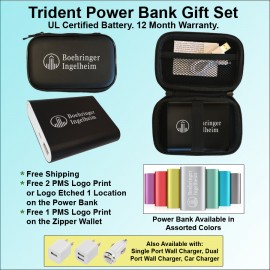 Trident Power Bank Zipper Wallet Gift Set 12000 mAh No Extra Tariff with Logo