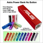 Custom Astra No Button Power Bank - 2600 mAh - Red