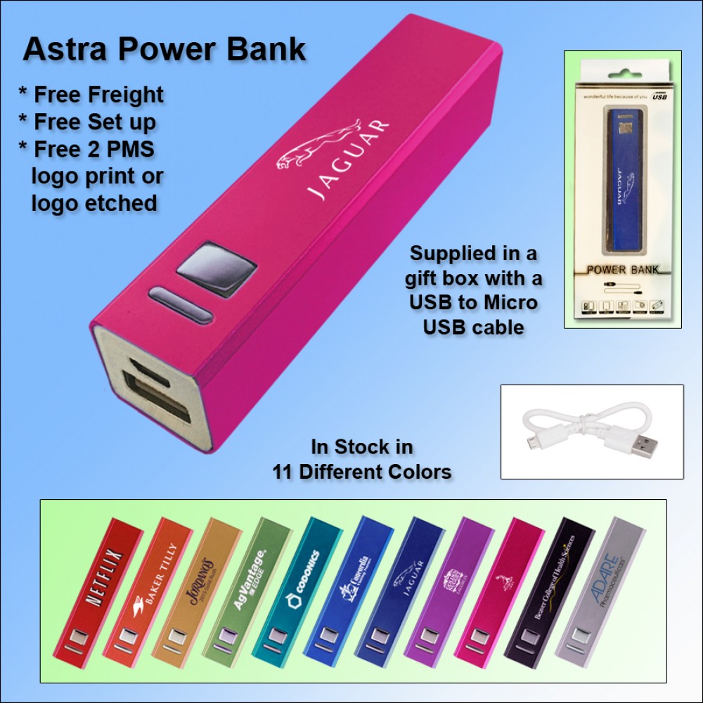 Astra Power Bank 3000 mAh - Pink with Logo