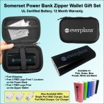 Logo Branded Somerset Power Bank Zipper Wallet Gift Set 4400 mAh - Black