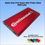 Personalized Alpha Dual Port Super Slim Power Bank 8000 mAh - Red