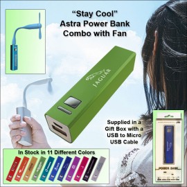 Green 2800 mAh Astra Power Bank Combo w/Fan with Logo