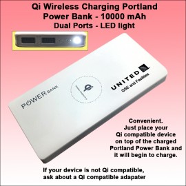 Qi Wireless Charging Portland Power Bank 10000 mAh - White No Extra Tariff with Logo