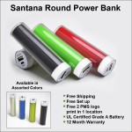 Santana Power Bank - Round - 2600 mAh with Logo
