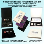 Custom Super Slim Nevada Rubberized Finish Power Bank Gift Set - 8000 mAh