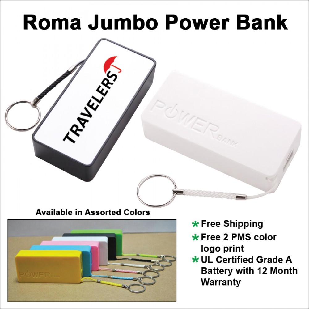 Roma Jumbo Power Bank - 5200 mAh with Logo