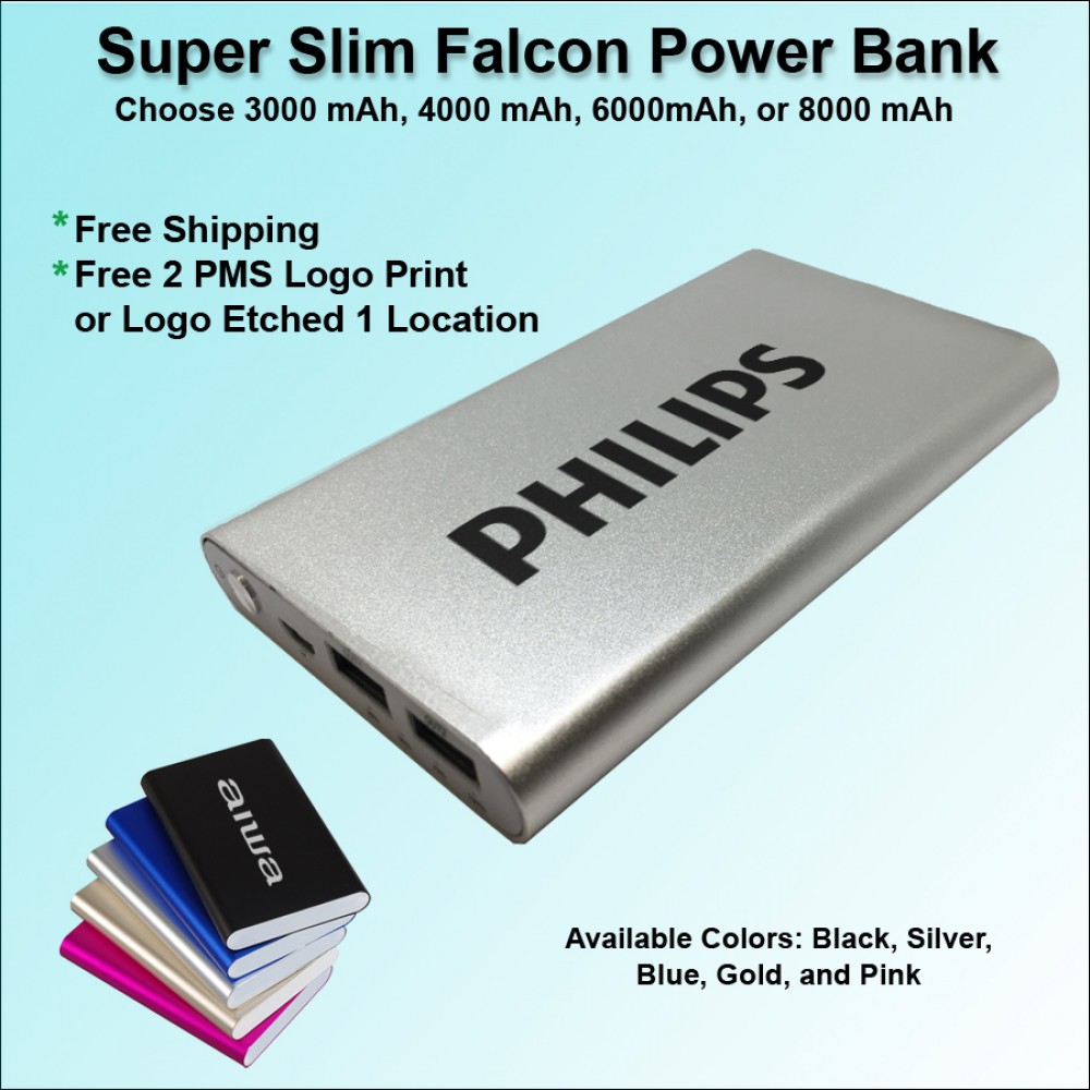 Super Slim Falcon Power Bank 4000 mAh - Silver Super Slim Falcon Power Bank 4000 mAh - Silver
