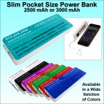 Pocket Size Power Bank 3000 mAh - Light Blue with Logo