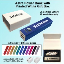 Custom Astra Power Bank in Printed White Gift Box 2000 mAh  Custom Astra Power Bank in Printed White Gift Box 2000 mAh