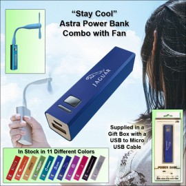 Dark Blue 2000 mAh Astra Power Bank Combo w/Fan with Logo