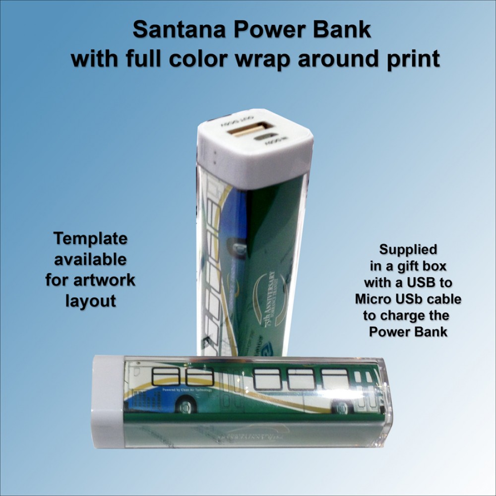 Custom Santana Full Color Insert Power Bank - 2800 mAh