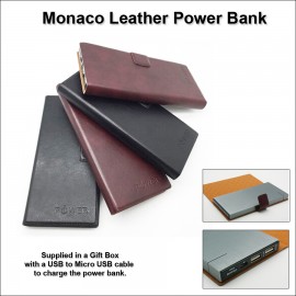 Monaco Leather Power Bank 8000 mAh with Logo  Monaco Leather Power Bank 8000 mAh with Logo
