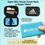 Customized Super Slim Vulcan Power Bank Zipper Wallet Gift Set 4000 mAh - Light Blue