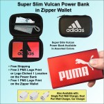 Logo Branded Super Slim Vulcan Power Bank Zipper Wallet Gift Set 4000 mAh - Red