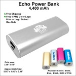 Echo Power Bank 4000 mAh - Silver with Logo