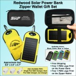 Customized Redwood Solar Power Bank Zipper Wallet Gift Set 3000 mAh - Yellow