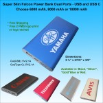 Super Slim Falcon Power Bank 10000 mAh - Blue with Logo