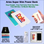 Aries Super Slim Power Bank - 3000 mAh with Logo