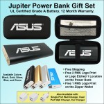 Jupiter Power Bank in Zipper Wallet 14,000 mAh - Black with Logo