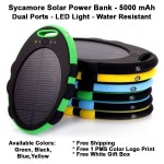 Customized Sycamore Solar Power Bank 5000 mAh
