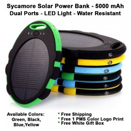 Sycamore Solar Power Bank 5000 mAh with Logo