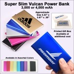 Super Slim Vulcan Power Bank 4000 mAh - Dark Blue with Logo