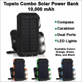 Tupelo Combo Solar Power Bank 8000 mAh - Black with Logo