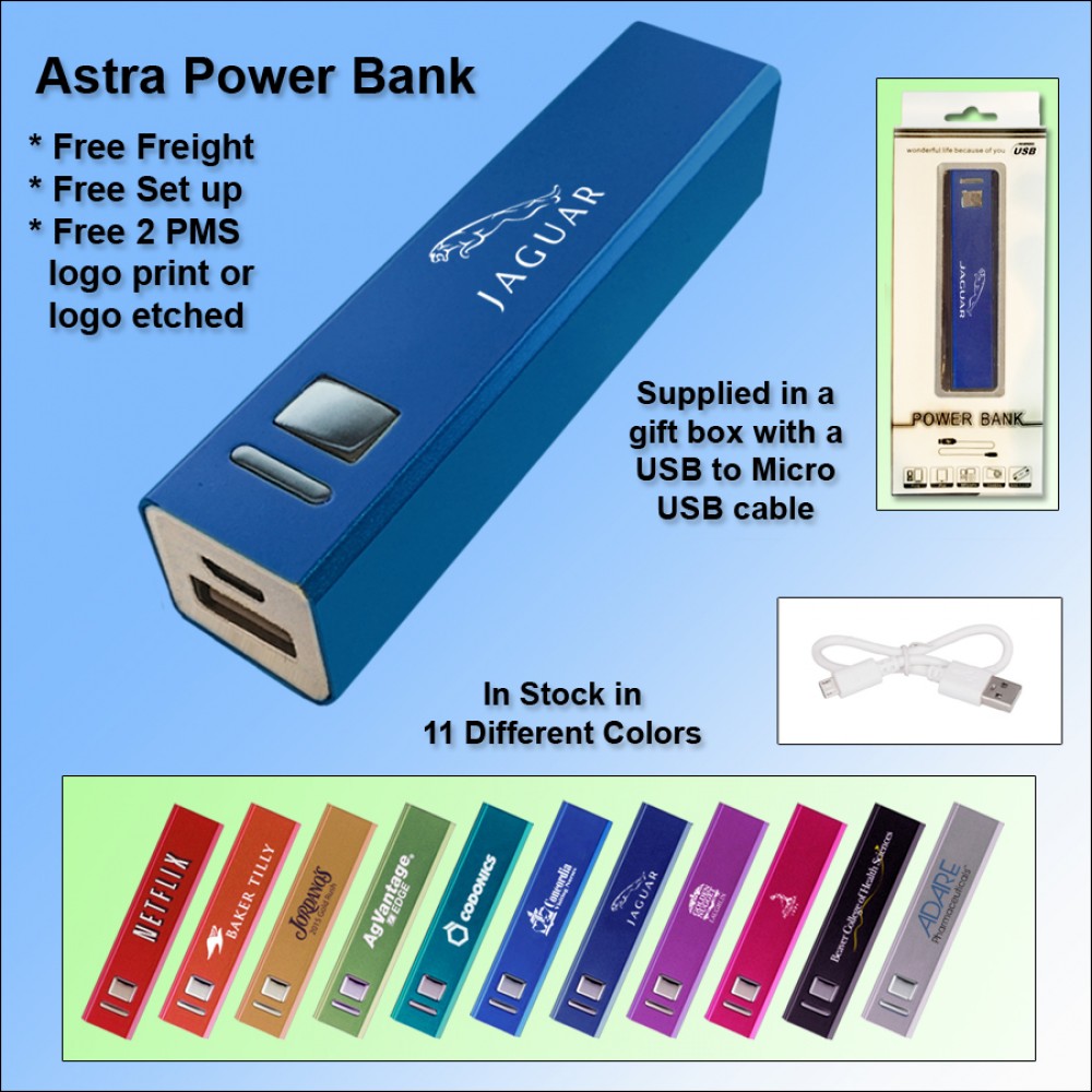 Astra Power Bank 3000 mAh - Light Blue with Logo