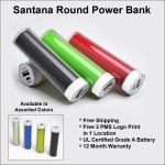 Santana Power Bank - Round - 3000 mAh with Logo
