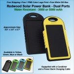 Customized Redwood Solar Power Bank 5000 mAh