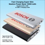 Fast Charging Super Slim Newton Power Bank USB C 10,000 mAh with Logo
