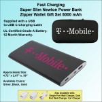 Fast Charging Super Slim Newton Power Bank USB C Gift Set 8000 mAh - Black with Logo