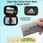 3000mAh Super Slim Vulcan Power Bank w/Zipper Wallet Gift Set - Silver with Logo