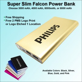 Personalized Super Slim Falcon Power Bank 6000 mAh - Gold