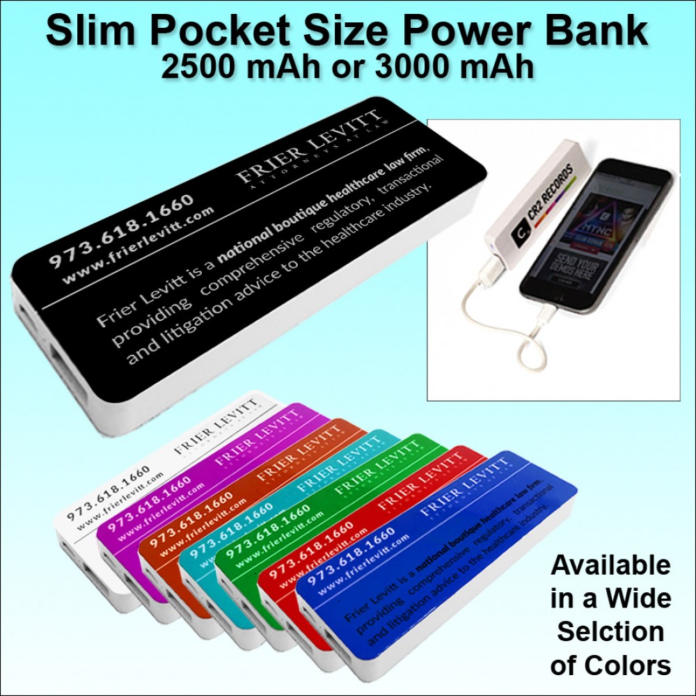 Custom Pocket Size Power Bank 3000 mAh - Black