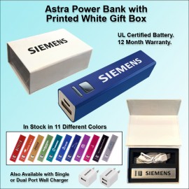 Astra Power Bank in Printed White Gift Box 2200 mAh with Logo