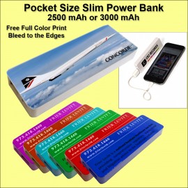 Pocket Size Power Bank 3000 mAh - White with Logo  Pocket Size Power Bank 3000 mAh - White with Logo