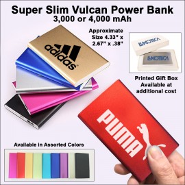 Super Slim Vulcan Power Bank 4000 mAh - Red with Logo
