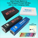 Customized Astra 2600mAh Power Bank w/Button w/3-in-1 Charging Cable